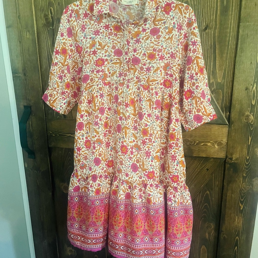 Floral Pink and Orange Dress